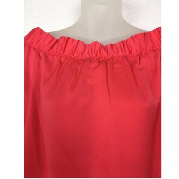 Halogen Shirt Womens XS Tangerine Off Shoulder Peasant Oversized Blouse - Picture 3 of 8
